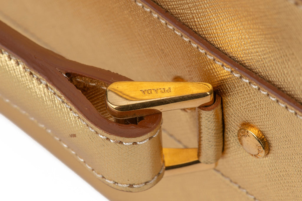 Prada Gold Saffiano Small Carry On Bag