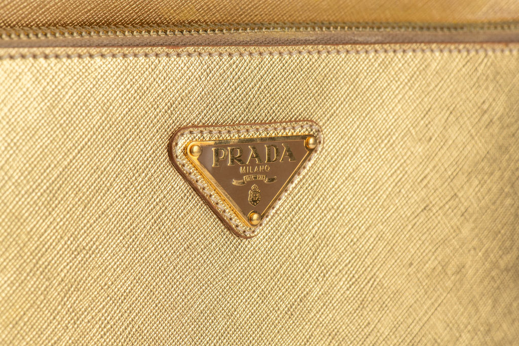 Prada Gold Saffiano Small Carry On Bag