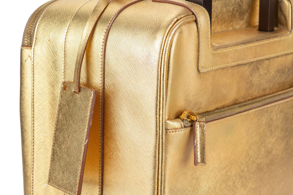 Prada Gold Saffiano Small Carry On Bag