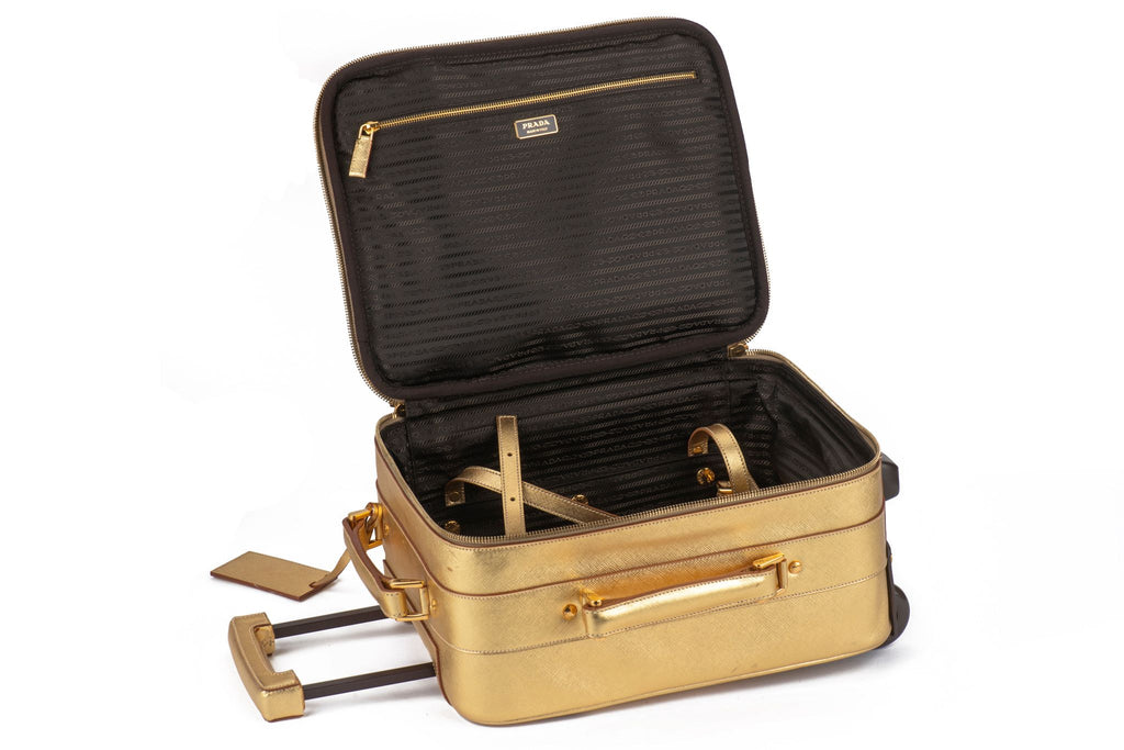 Prada Gold Saffiano Small Carry On Bag
