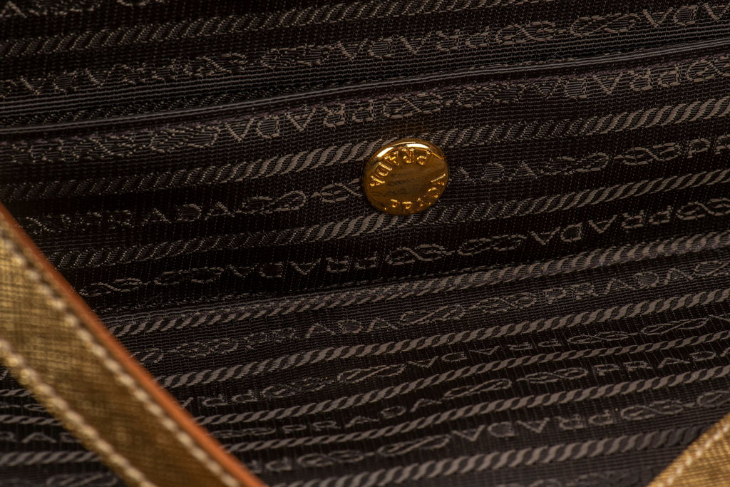 Prada Gold Saffiano Small Carry On Bag