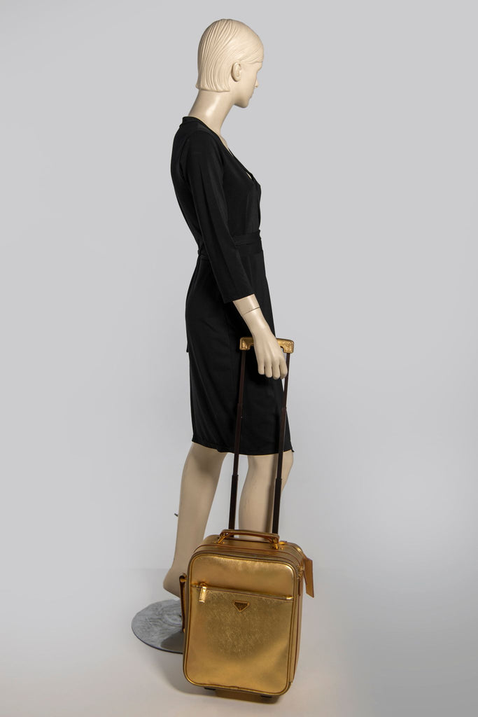 Prada Gold Saffiano Small Carry On Bag