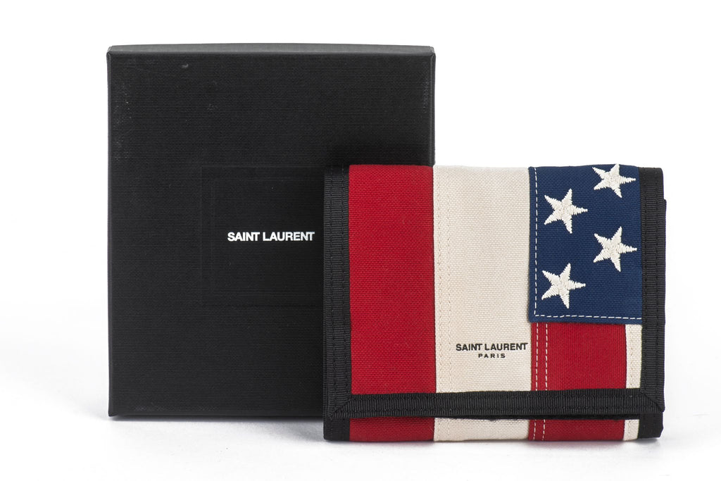 YSL New Flag Velcro Fabric Wallet W/Box