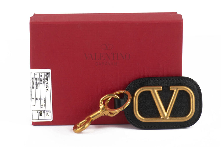 Valentino New Black/Gold Logo Keychain