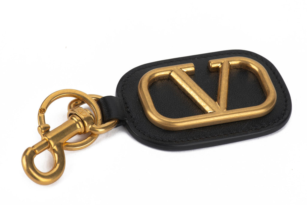 Valentino New Black/Gold Logo Keychain