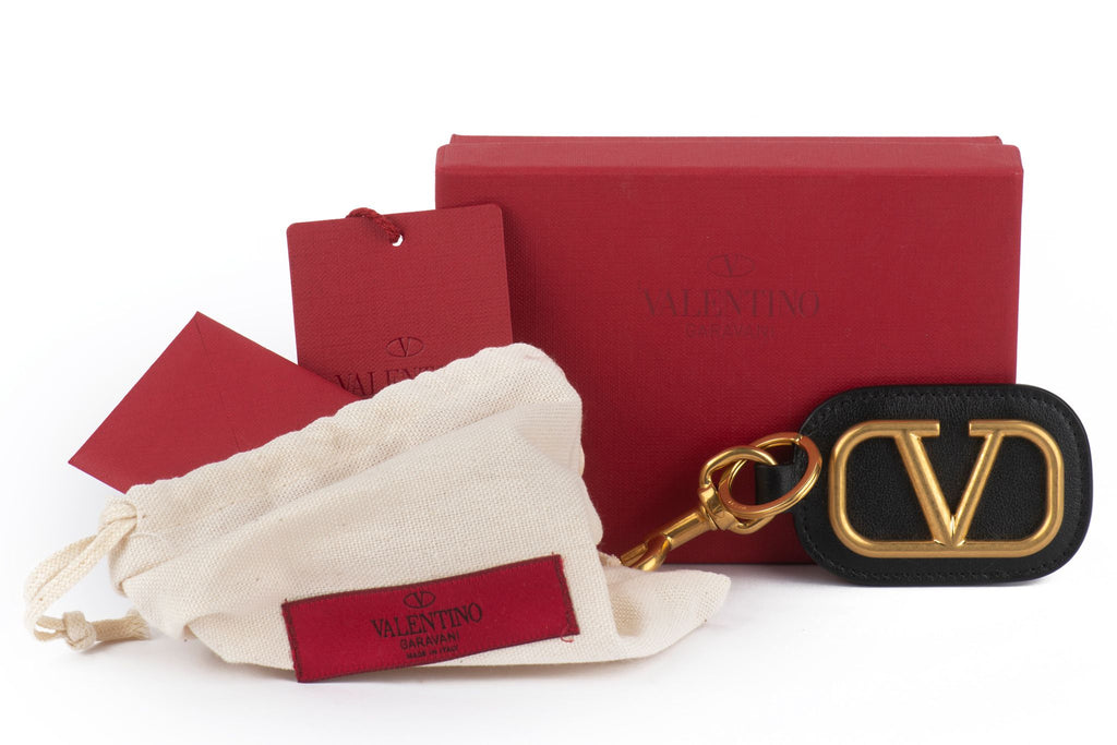 Valentino New Black/Gold Logo Keychain