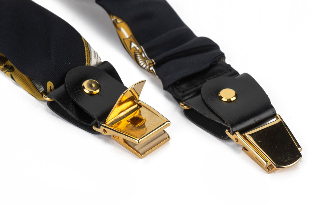 Hermès Vintage Black Silk Suspenders