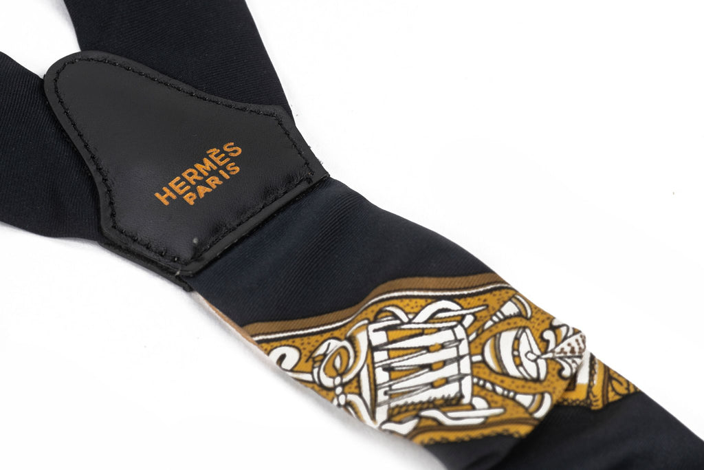 Hermès Vintage Black Silk Suspenders