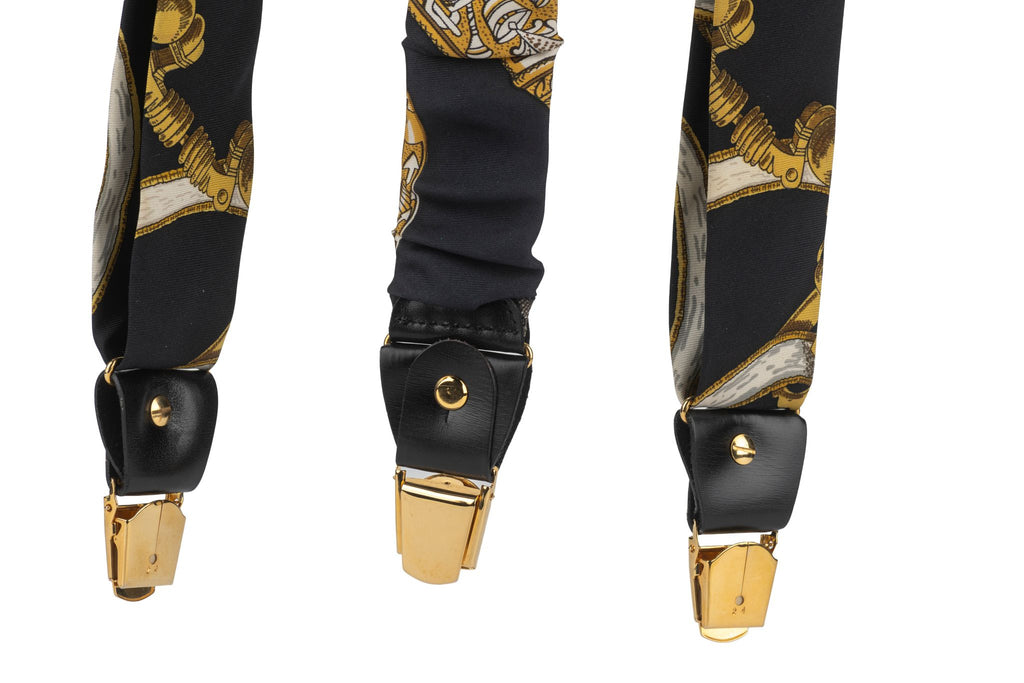 Hermès Vintage Black Silk Suspenders