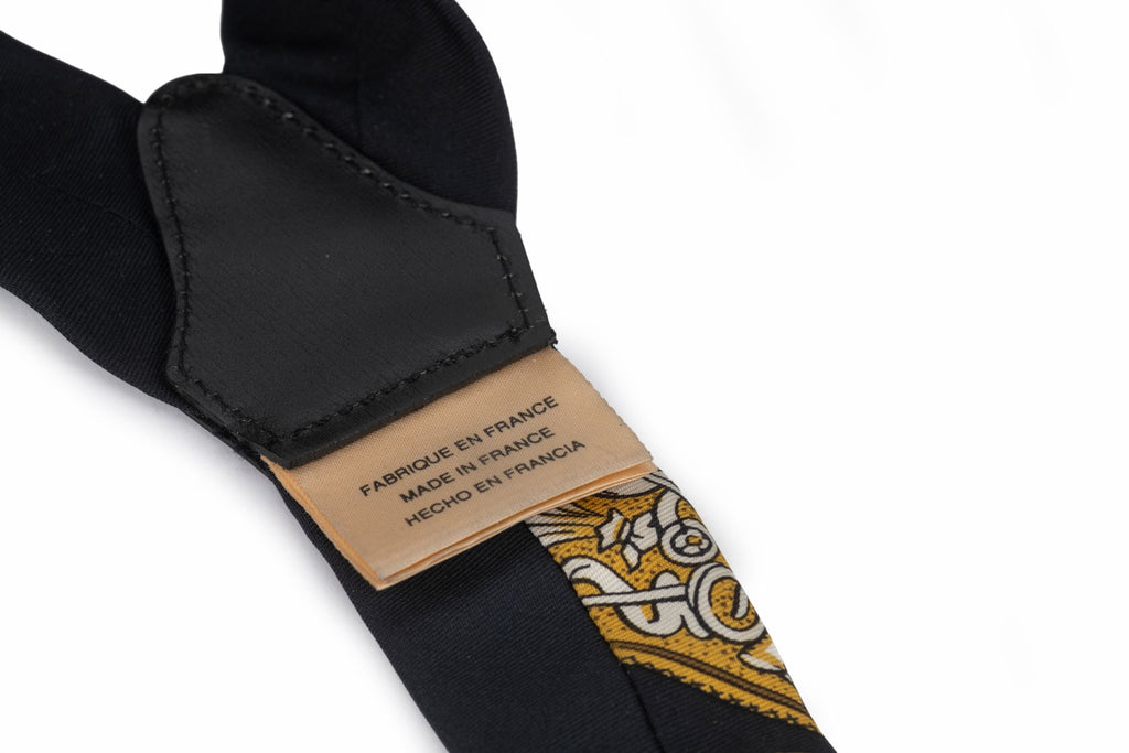 Hermès Vintage Black Silk Suspenders