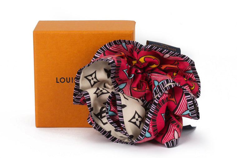 Vuitton New Coral/Black Silk Scrunchie