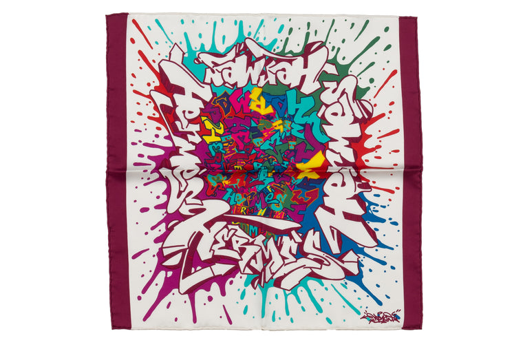 Hermes Purple Graffiti Silk Gavroche