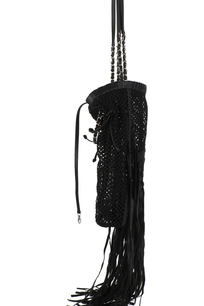 Chanel Black Fringe CC Tote Handbag