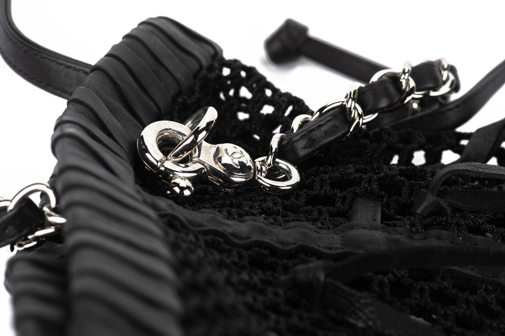 Chanel Black Fringe CC Tote Handbag