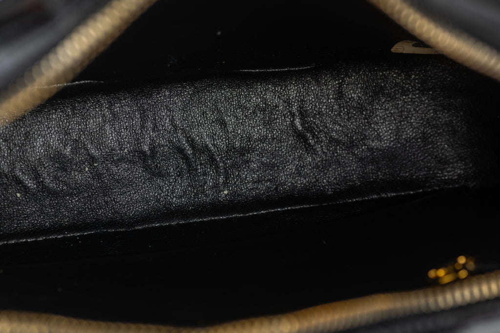 Chanel Vintage Black Croc Shoulder Bag