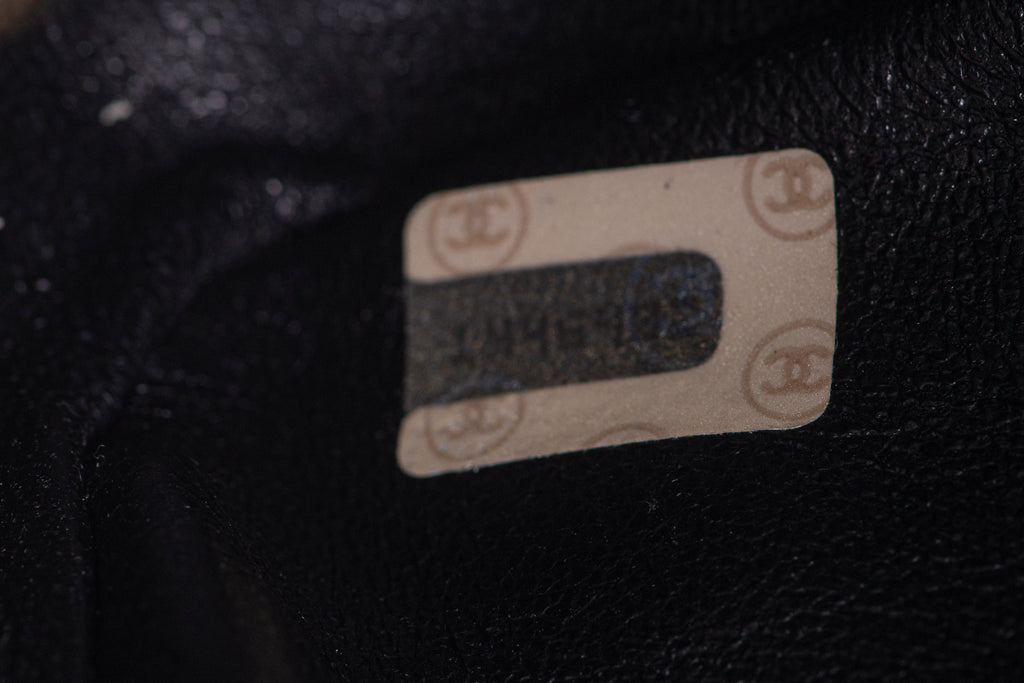 Chanel Vintage Black Croc Shoulder Bag