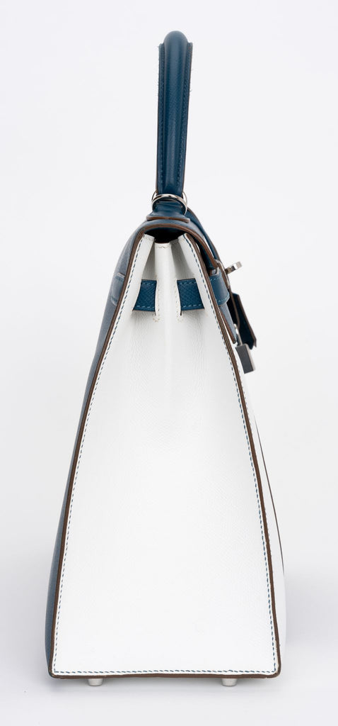 Hermès Kelly Sellier 35 Flag Blue White