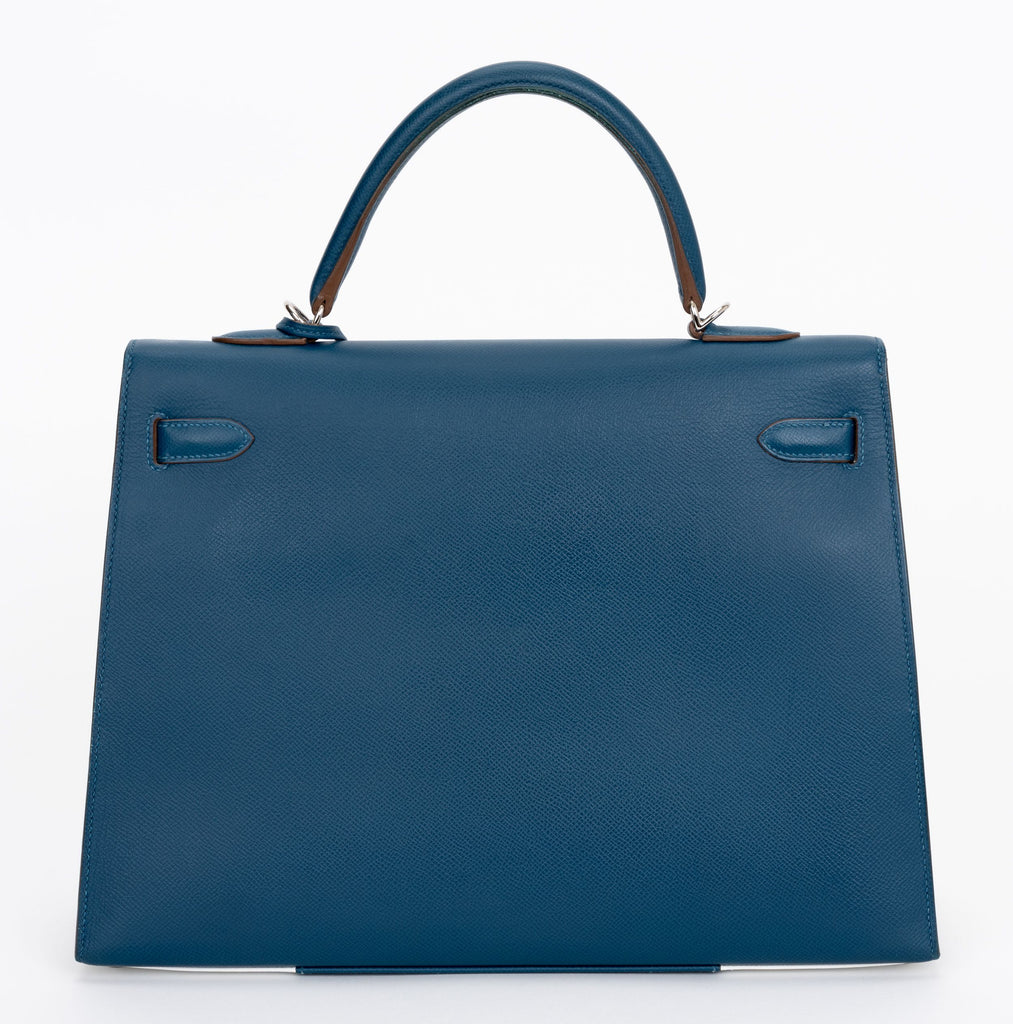 Hermès Kelly Sellier 35 Flag Blue White