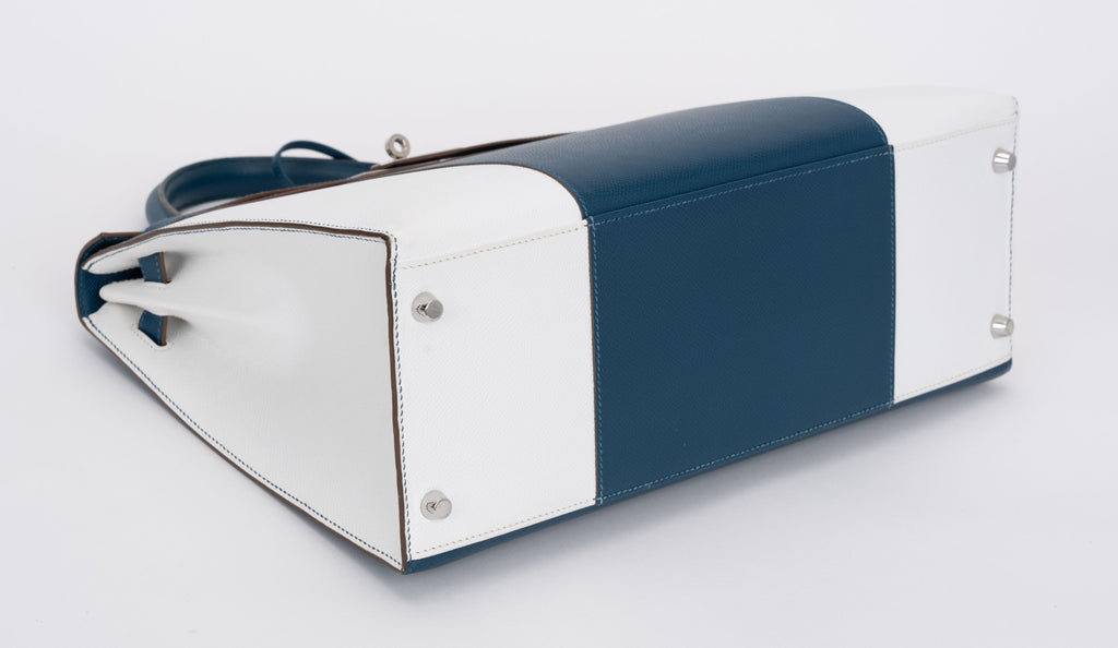 Hermès Kelly Sellier 35 Flag Blue White
