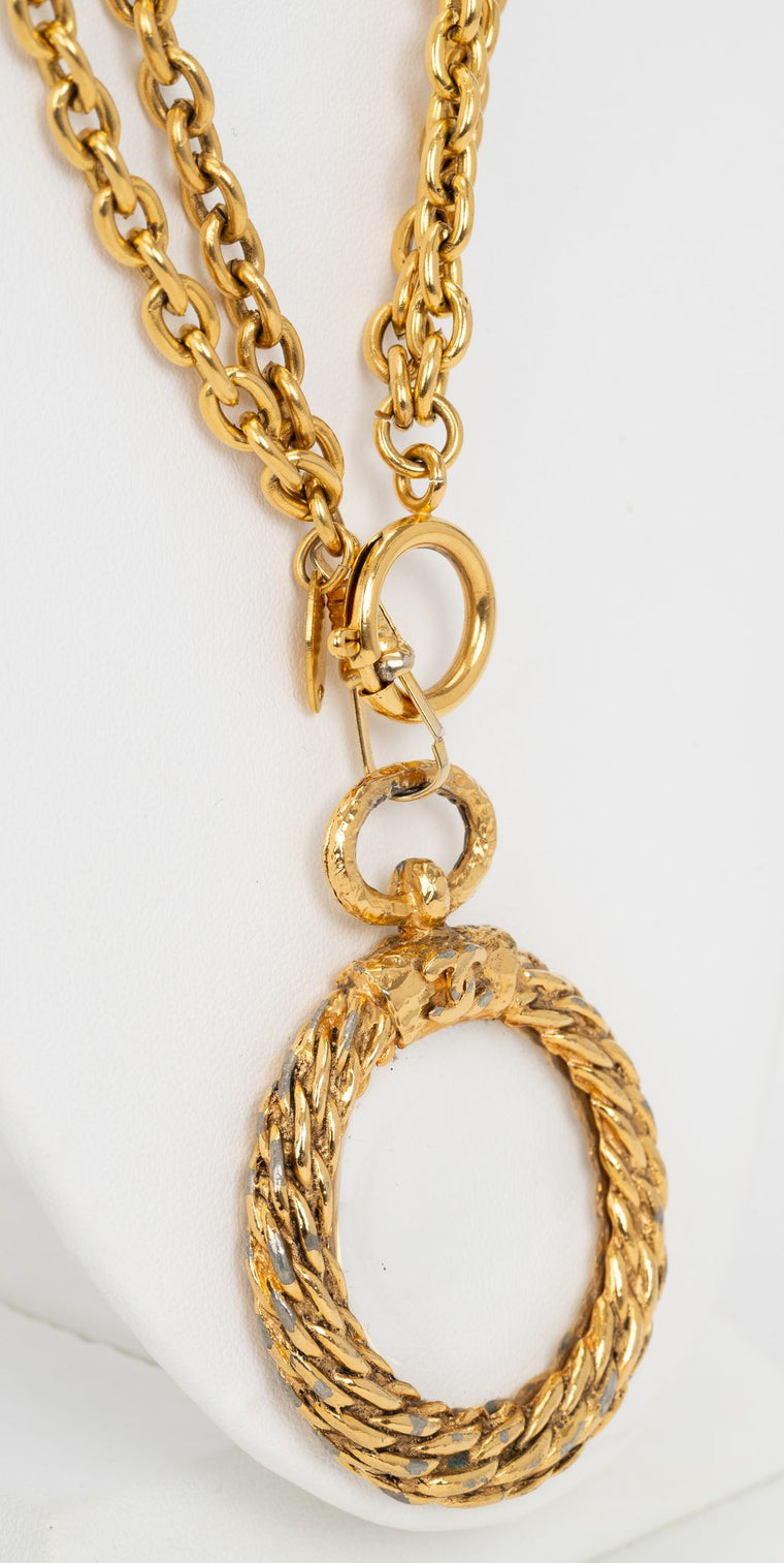 Chanel 80s Gold Tone Loupe Necklace