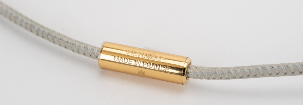 Hermès White Gold Leather Loop Necklace