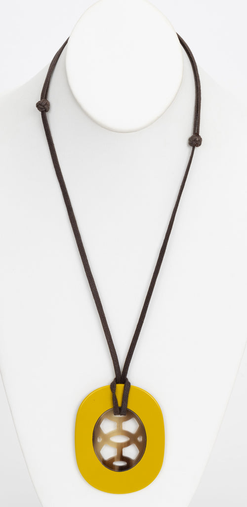 Hermes Yellow Horn Lift Pendant Necklace