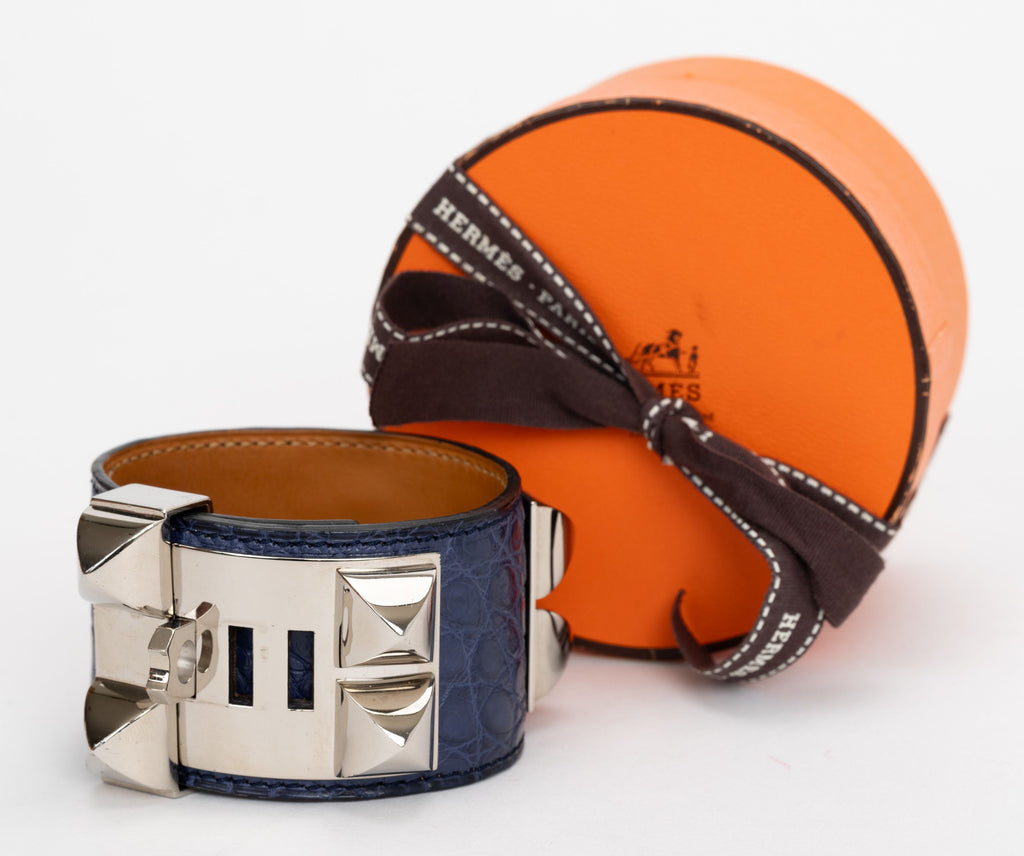 Hermes Collier De Chien Blue Alligator