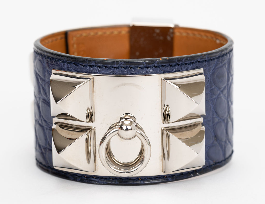 Hermes Collier De Chien Blue Alligator