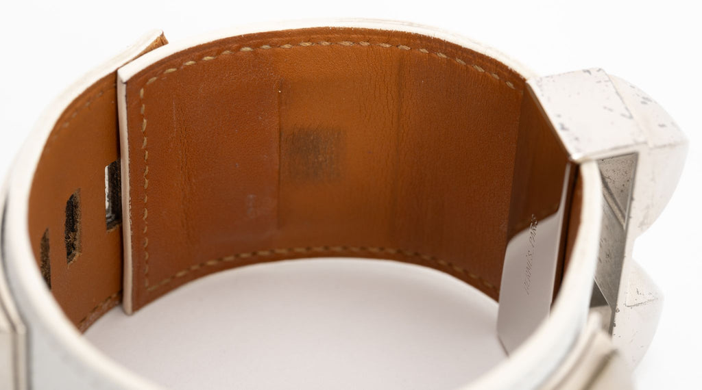 Hermes White Collier De Chien Bracelet