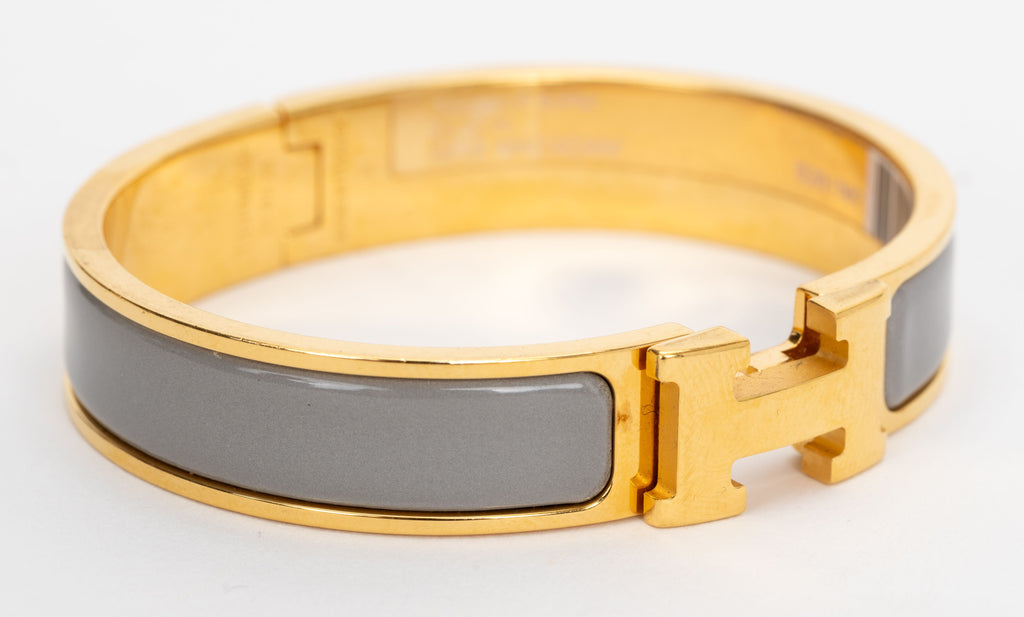 Hermes New Thin Gray Clic H Bracelet