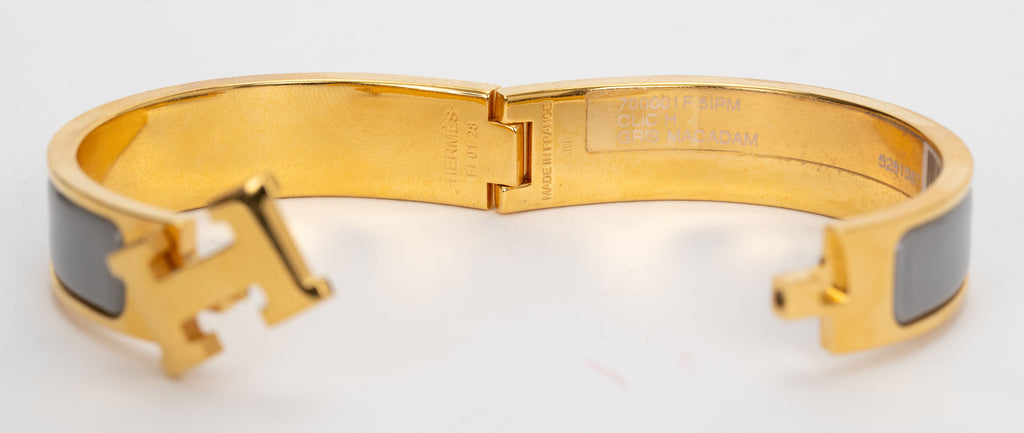 Hermes New Thin Gray Clic H Bracelet
