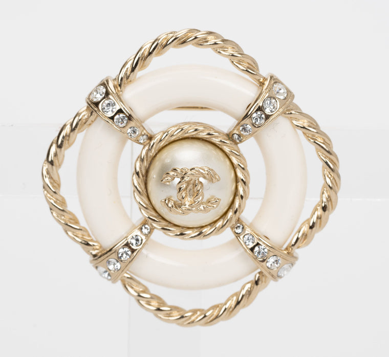 Chanel Nautical Pearl Light Gold Brooch