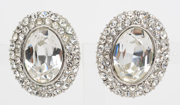 Yves Saint Laurent Clip Crystal Earrings