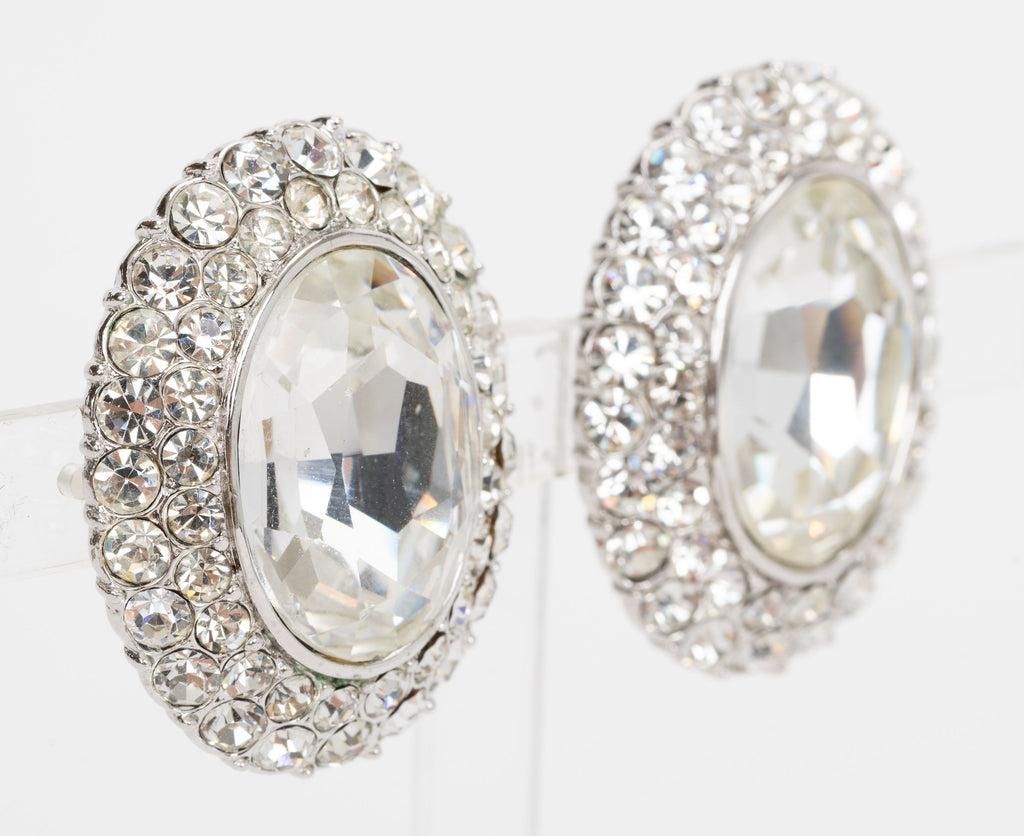 Yves Saint Laurent Clip Crystal Earrings