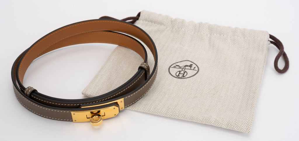 Hermes Etoupe Epsom Gold Kelly Belt