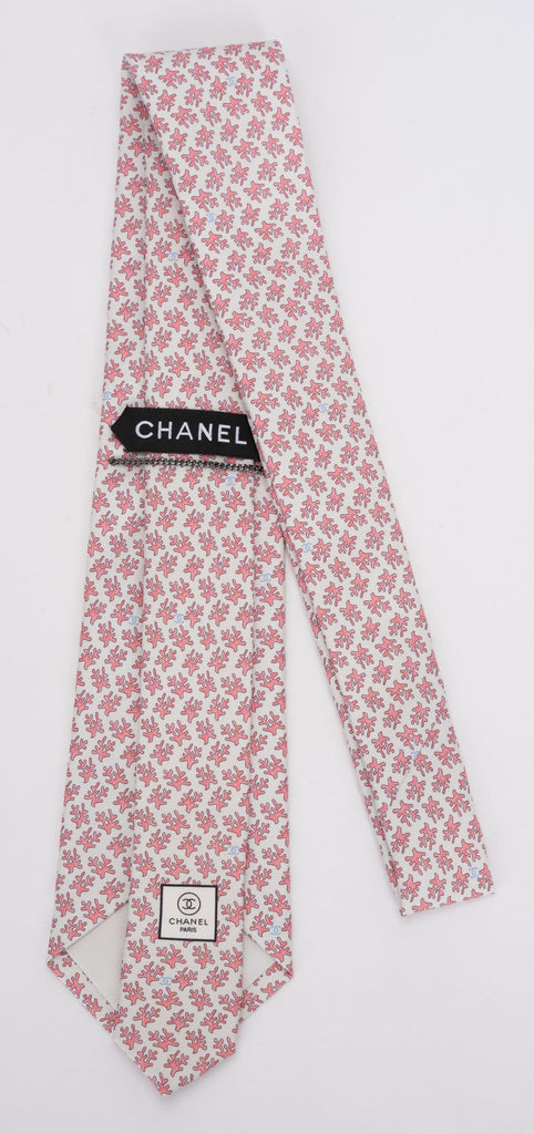 Chanel New Coral Branch Silk Tie
