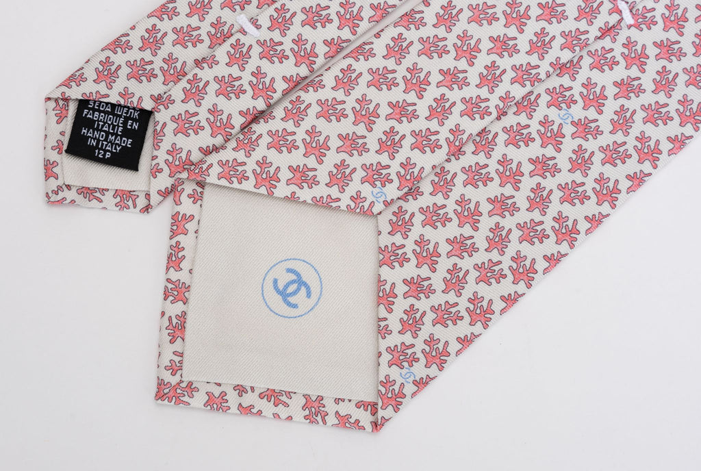 Chanel New Coral Branch Silk Tie