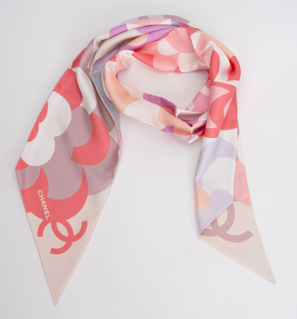 Chanel New Rosa Pink Flowers Maxi Twilly