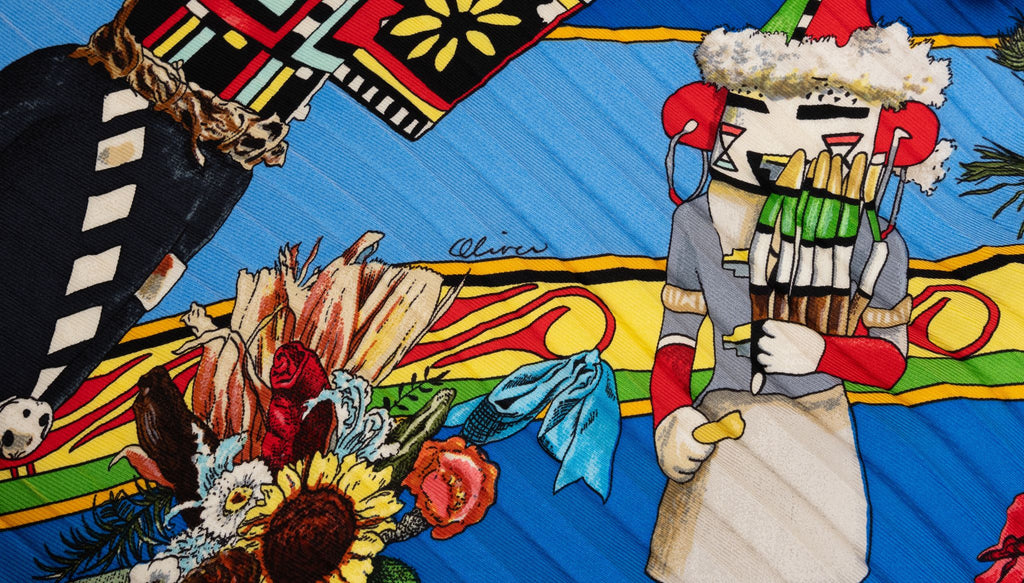 Hermès Pleated Oliver Kachinas Scarf