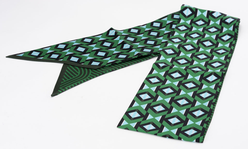 Fendi Green Optical Silk Maxi Twilly