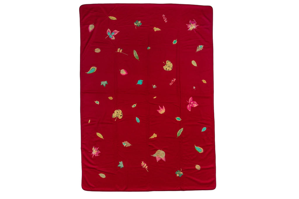 Hermès Burgundy Embroidered King Blanket
