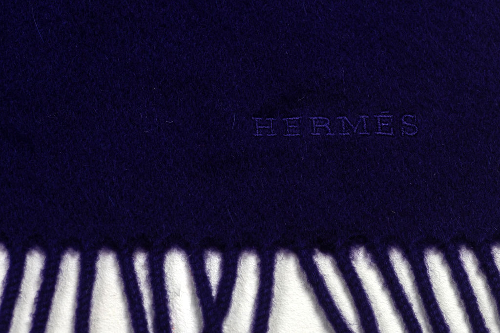 Hermès Purple Cashmere Fringe Blanket