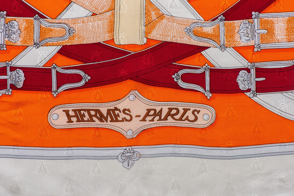 Hermès Cavalcadour Orange Silk Shawl