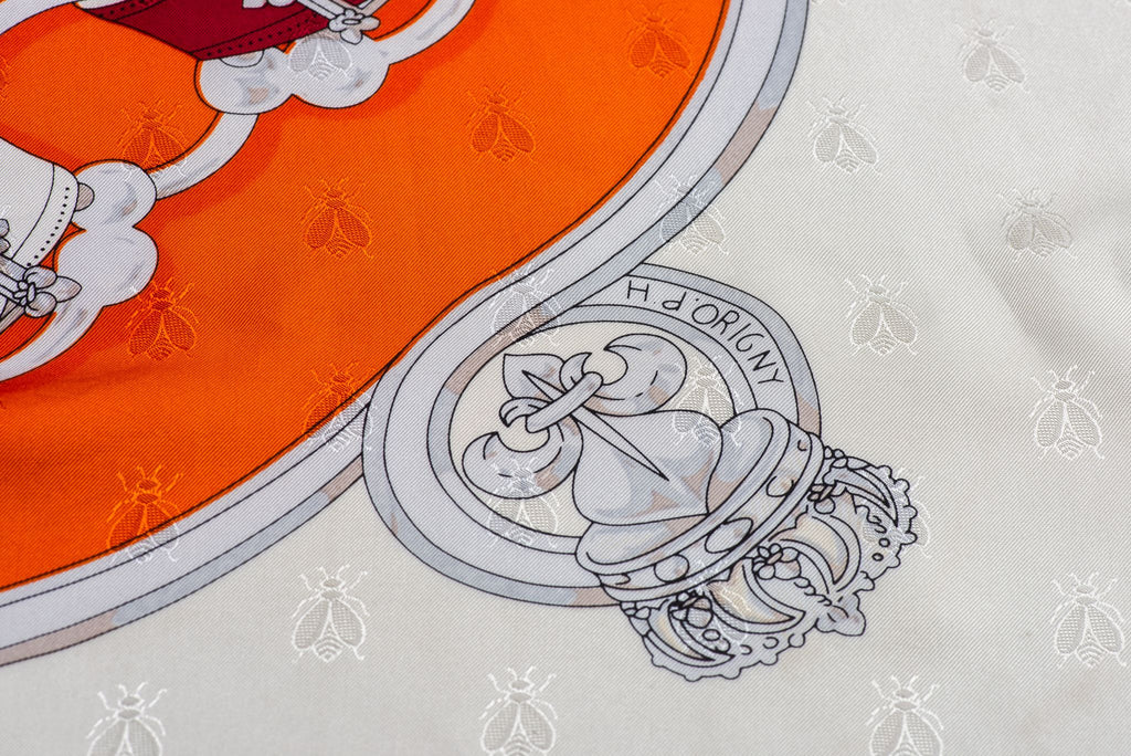 Hermès Cavalcadour Orange Silk Shawl