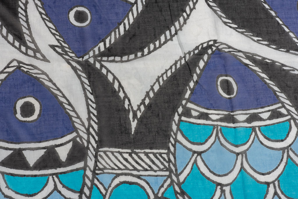 Hermès Yellow Blue Fish Cotton Sarong