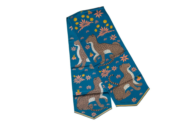 Hermes New Blue Guepards Silk Stole