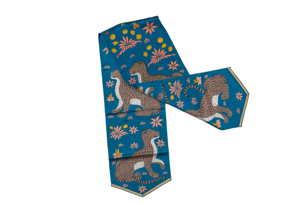 Hermes New Blue Guepards Silk Stole