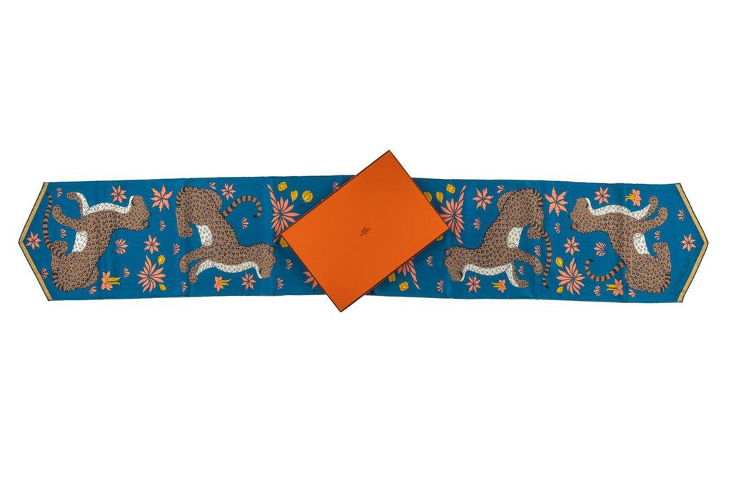 Hermes New Blue Guepards Silk Stole