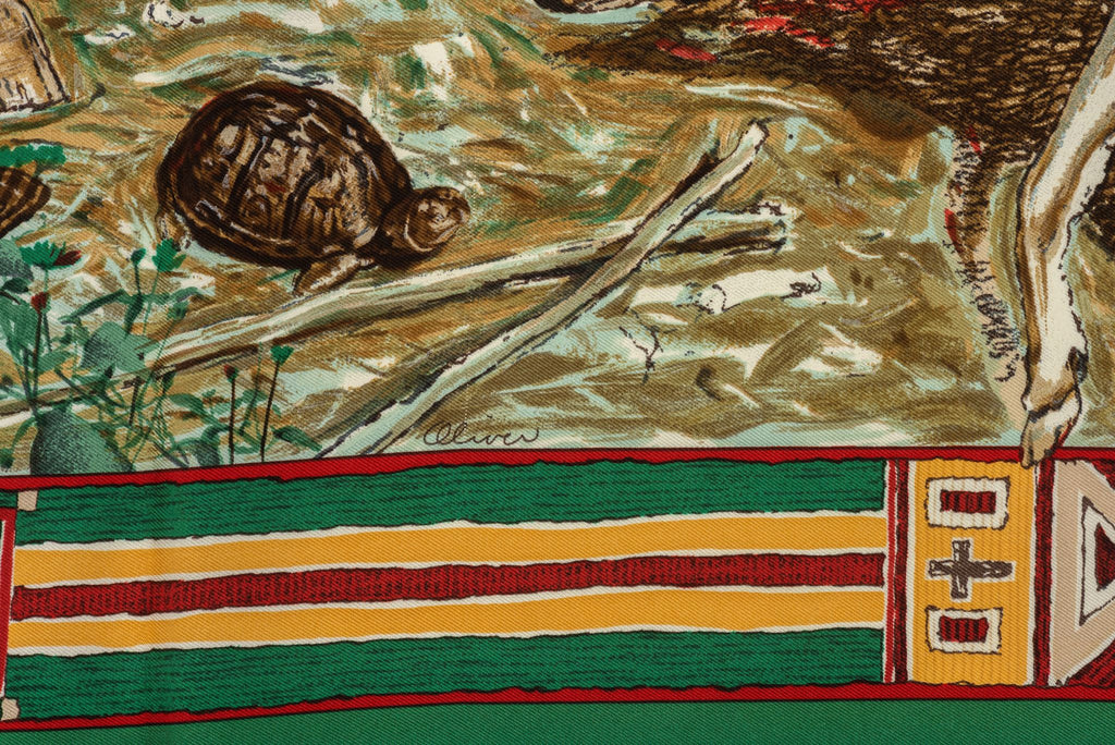 Hermes Rare Green Les Cheyennes Scarf
