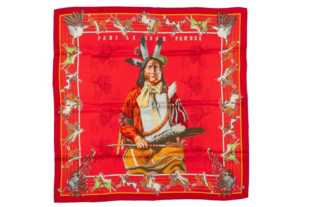 Hermes Red Pani La Shar Pawnee Scarf
